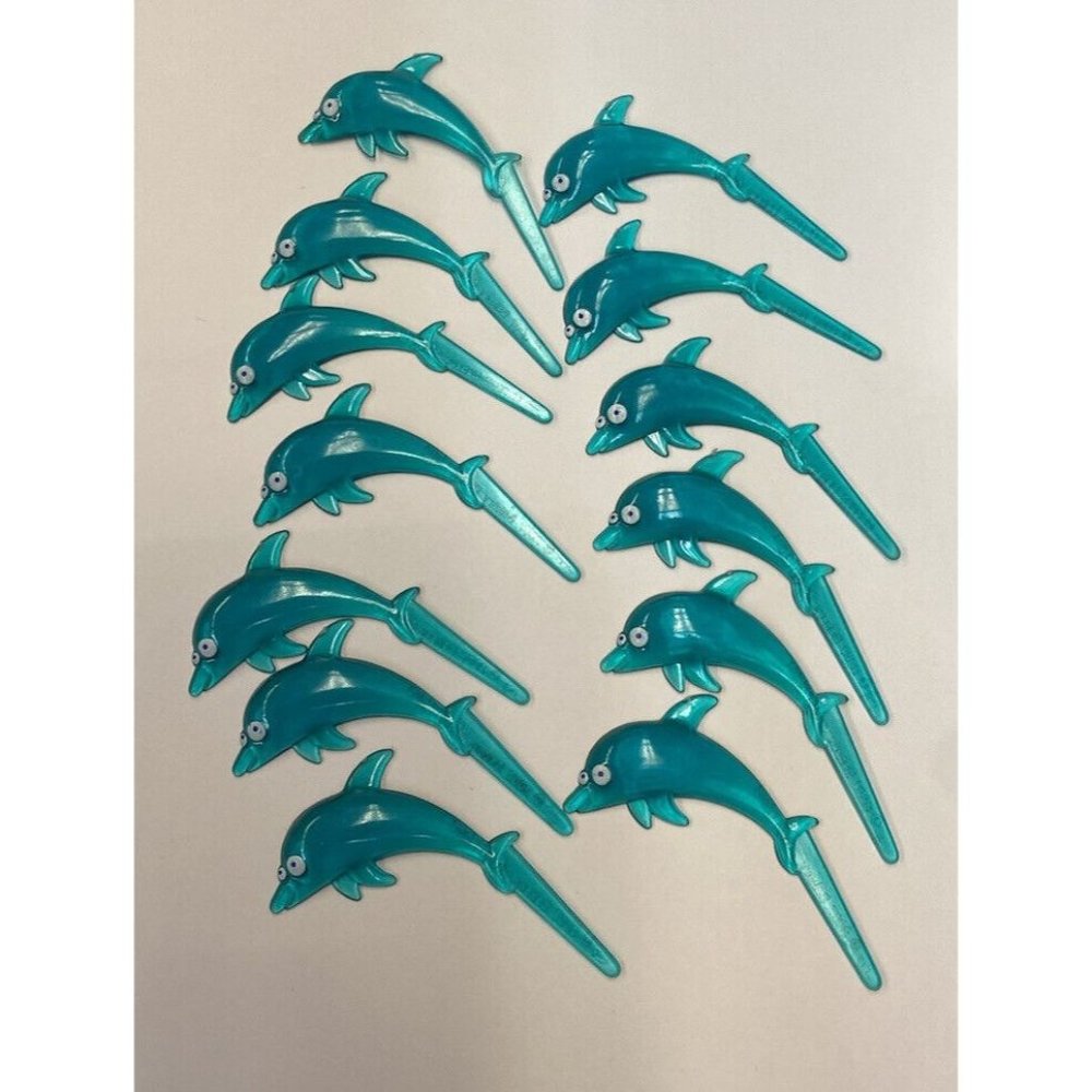 BAKERY CRAFTS 2007 Party Cupcake Picks Teal Dolphin Ocean Theme LOT 13